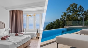 KRALJEVSKI ODMOR u Residence Apartments Opatija uz 2 noćenja za 3 ili 5 osoba u luksuznom apartmanu s terasom, POGLEDOM na cijeli Kvarner i uživanjem u grijanom infinity bazenu uz sunčalište!